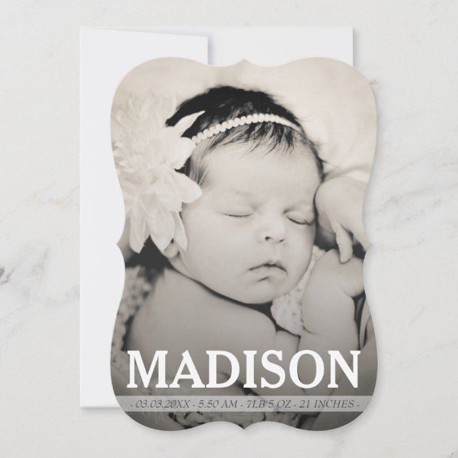 Floral Baby Girl Birth Announcement Photo Card (Front)