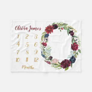 Floral Baby Girl Milestone Monthly Baby Blanket