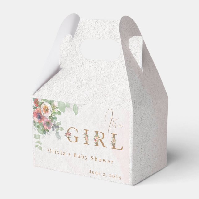 Floral Baby Girl Shower Favour Box (Front Side)