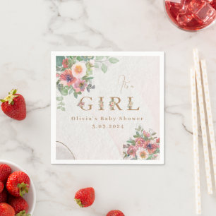 Floral Baby Girl Shower Napkin