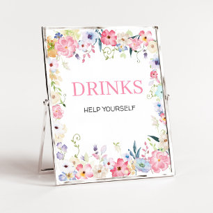 Floral Baby in Bloom Baby Shower Drinks Sign
