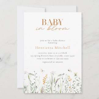 Floral baby In Bloom Baby Shower Invitation