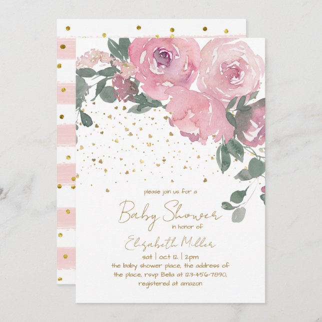  Floral Baby In Bloom Baby Shower Invitation (Front/Back)