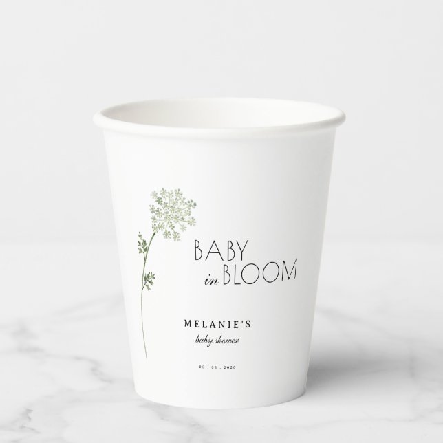 Floral Baby in Bloom Baby Shower Paper Cups (Front)