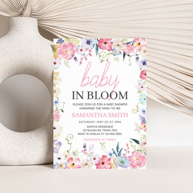 Floral Baby in Bloom Spring Baby Shower Invitation (Baby in Bloom Baby Shower Invitation)
