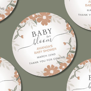 Floral Baby in Bloom Thank You Shower Classic Round Sticker