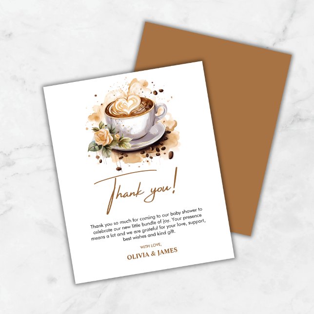 Floral Baby is Brewing Baby Shower Thank You Card (A Baby is Brewing Baby Shower Thank You Card )