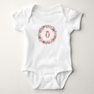 Floral Baby Milestone Bodysuit Newborn Month 0 F