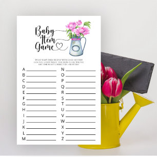 Floral baby shower. Baby item game