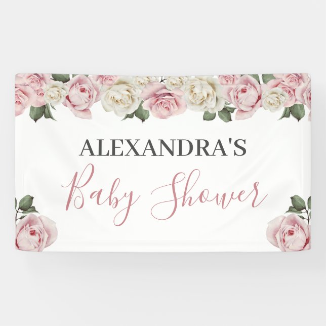Floral Baby Shower Banner - Drive by Banner (Horizontal)