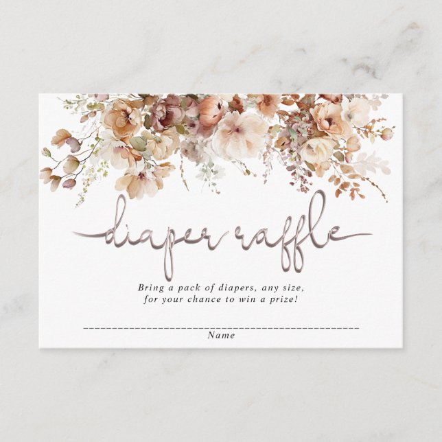Floral baby shower diaper raffle cards (Front)