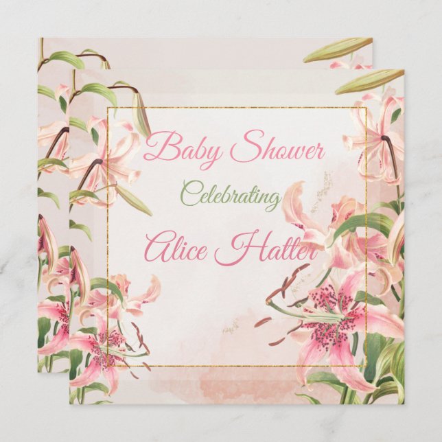 Floral Baby Shower Holiday Card (Front/Back)
