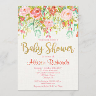 Floral baby shower invitation