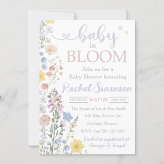 Floral Baby Shower Invitation, Baby in Bloom Invitation