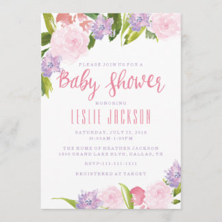 Floral Baby Shower Invitation Watercolor Flowers