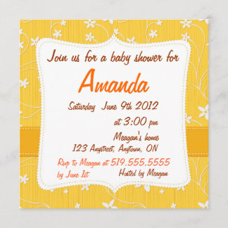 Floral Baby Shower Invitation with Yellow Flowers
