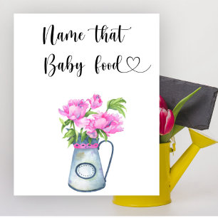 floral baby shower Name that baby food Poster