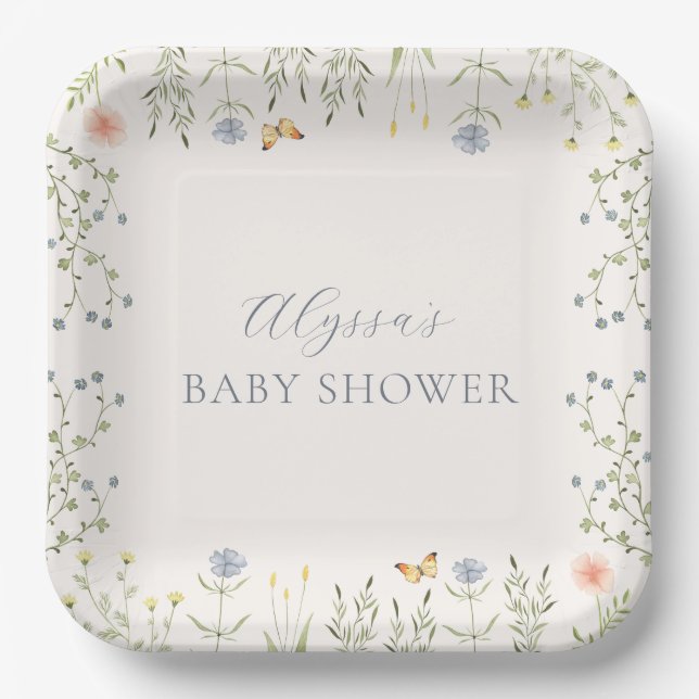 Floral Baby Shower Paper Plate (Front)