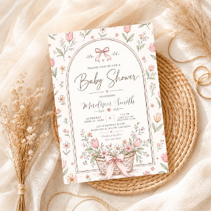 Floral Baby Shower Pink Baby Girl Elegant Garden Invitation