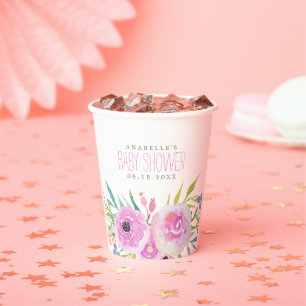 Floral Baby Shower Square Paper Cups
