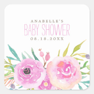 Floral Baby Shower Square Sticker