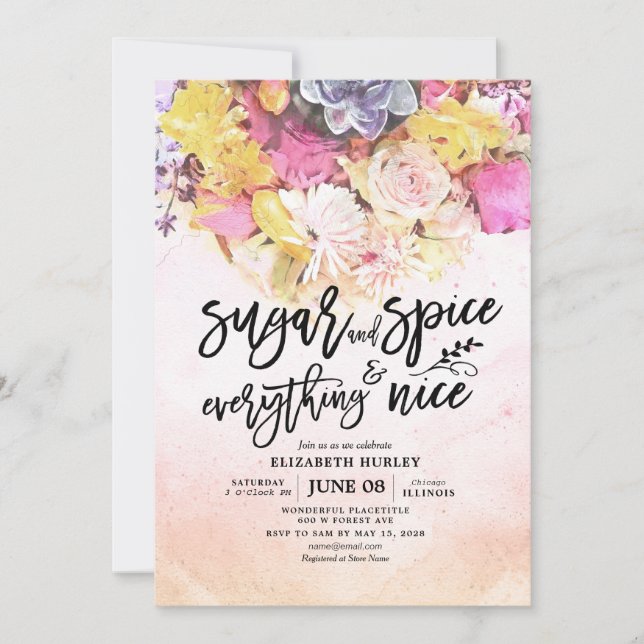 Floral Baby Shower Sugar & Spice & Everything Nice Invitation (Front)