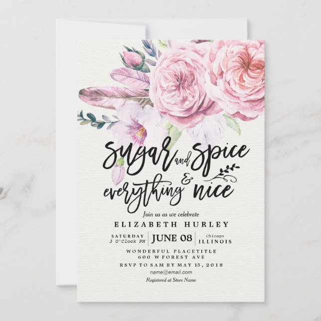 Floral Baby Shower Sugar & Spice & Everything Nice Invitation (Front)