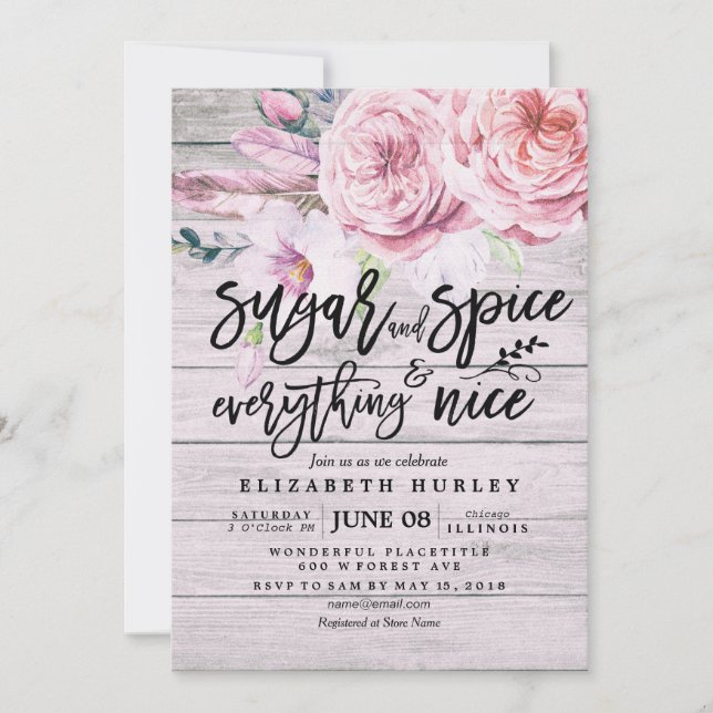 Floral Baby Shower Sugar & Spice & Everything Nice Invitation (Front)