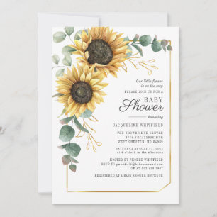 Floral Baby Shower Sunflower Eucalyptus Greenery Invitation