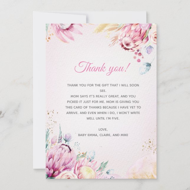 Floral Baby Shower Thank You Card (Front)