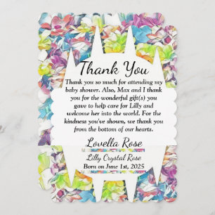 Floral Baby Shower Thank You Card Floating Effect