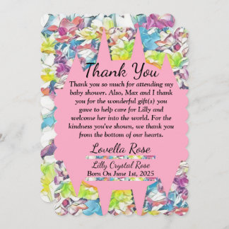 Floral Baby Shower Thank You Card with Pink