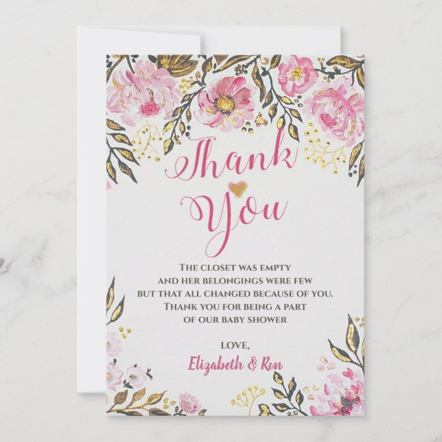 Floral Baby Shower Thank You Cards (Front)