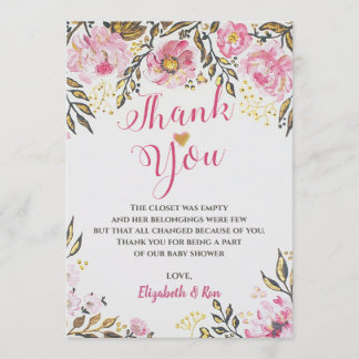 Floral Baby Shower Thank You Cards