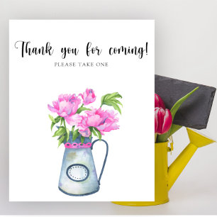 Floral baby shower Thank you for coming Poster