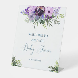 floral baby shower welcome pedestal sign