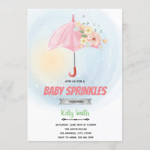 Floral baby sprinkle shower theme invitation