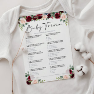 Floral Baby Trivia Baby Shower Game