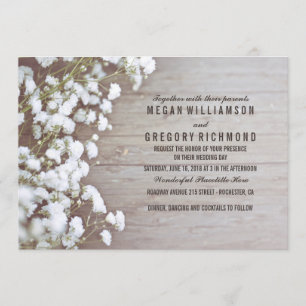 Floral- Baby's Breath Rustic Summer Simple Wedding Invitation