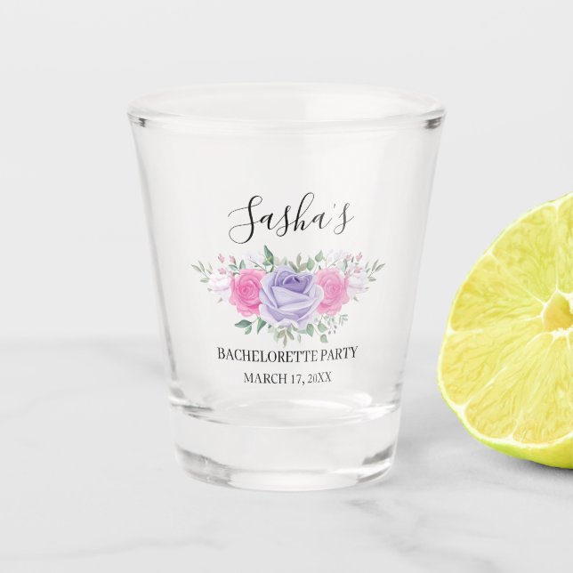 Floral Bachelorette Party Shot Glass (Front)