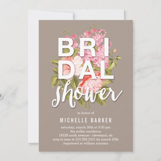Floral Backdrop EDITABLE COLOR Bridal Shower Invitation (Front)