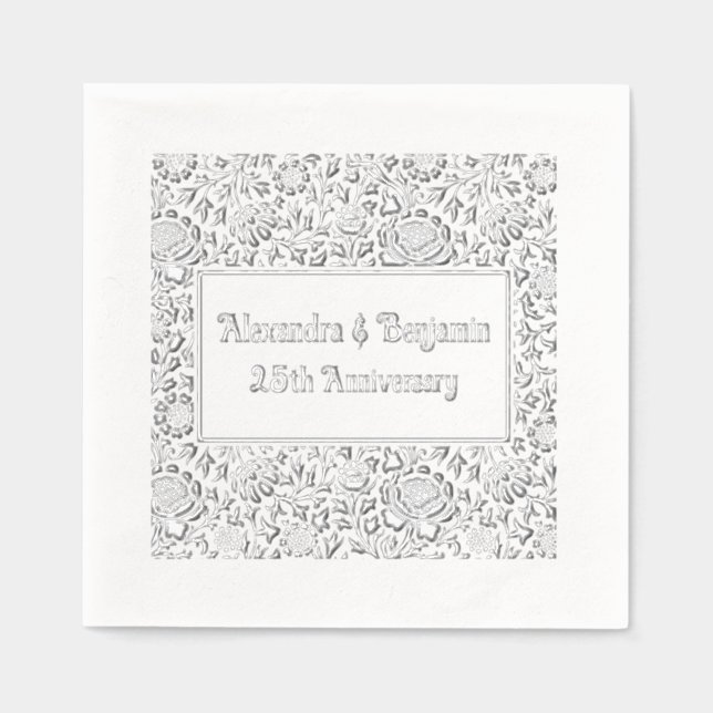 Floral Background #2 Any Occasion 50th Anniversary Foil Napkins (Front)