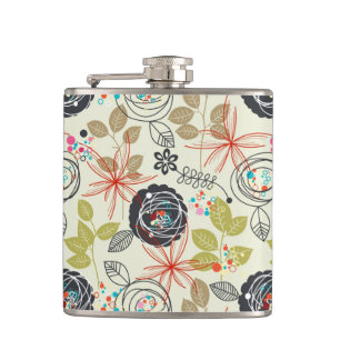 Floral background 2 hip flask
