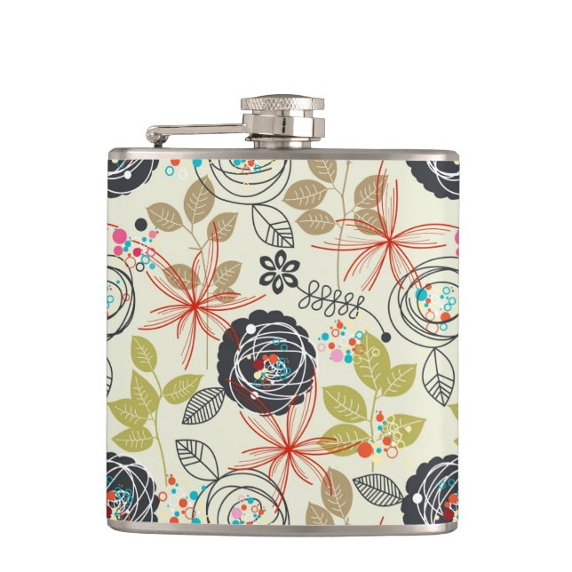 Floral background 2 hip flask (Front)