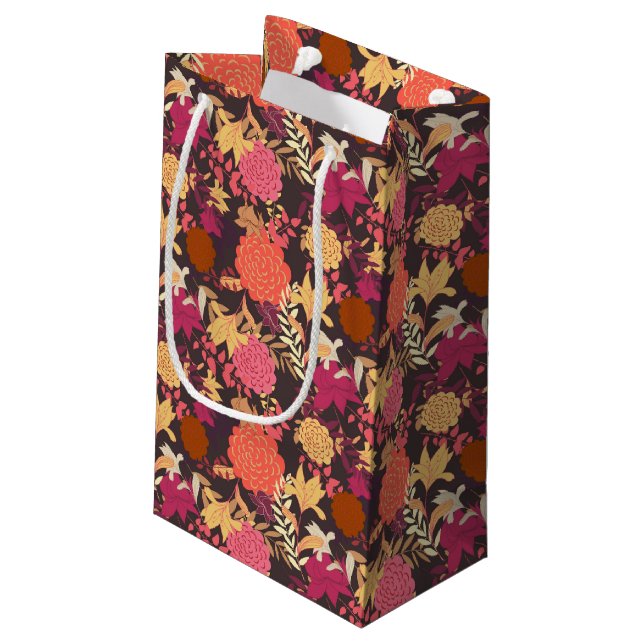 Floral background 2 small gift bag (Back Angled)