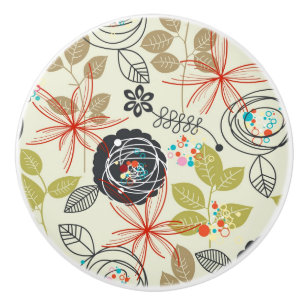 Floral background 3 ceramic knob