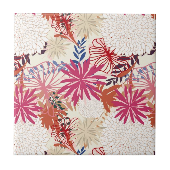 Floral background 3 ceramic tile (Front)