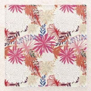 Floral background 3 glass coaster