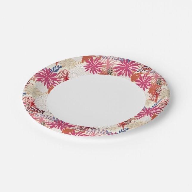 Floral background 3 paper plate (Angled)