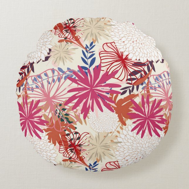 Floral background 3 round cushion (Front)